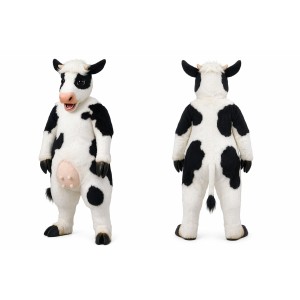Cow Mascot Costume Black and White Plush Outfit