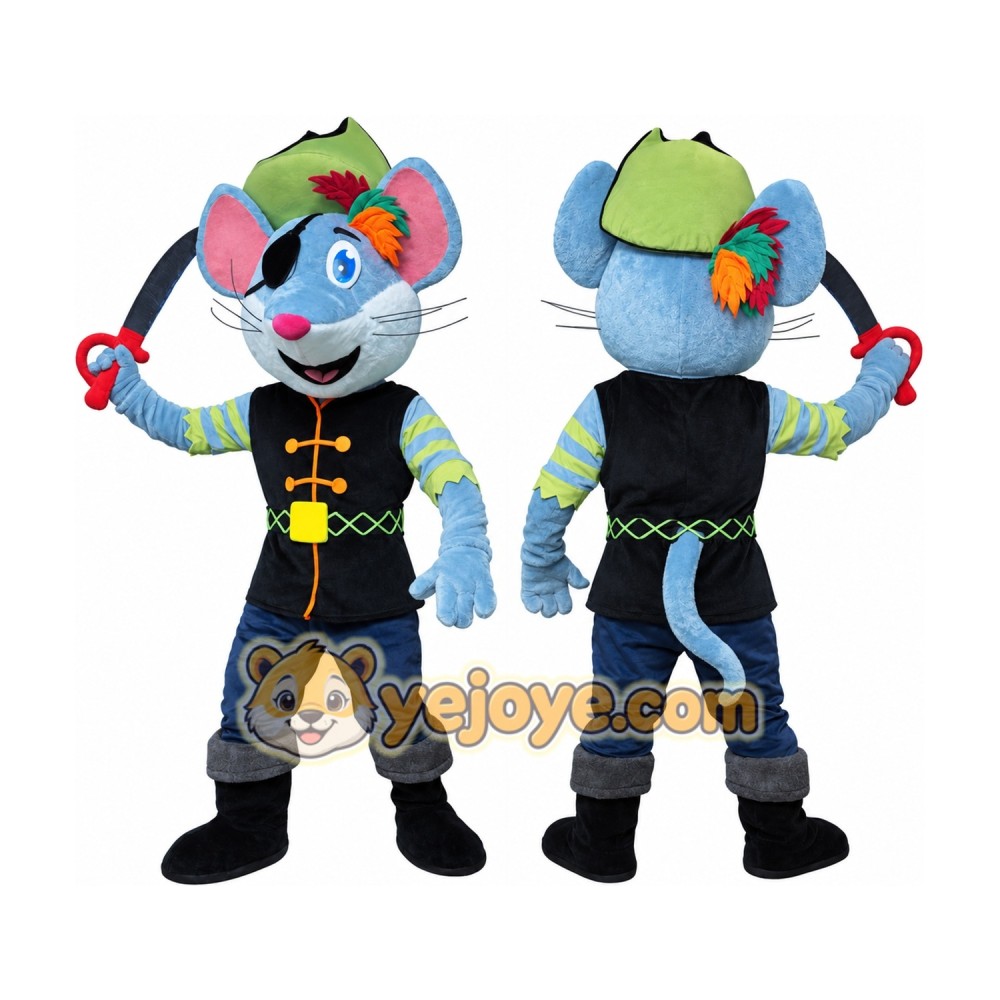 Blue Pirate Mouse Mascot Costume