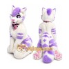 White and Purple Furry Cat Mascot Costume