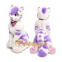 White and Purple Furry Cat Mascot Costume