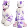 White and Purple Furry Cat Mascot Costume