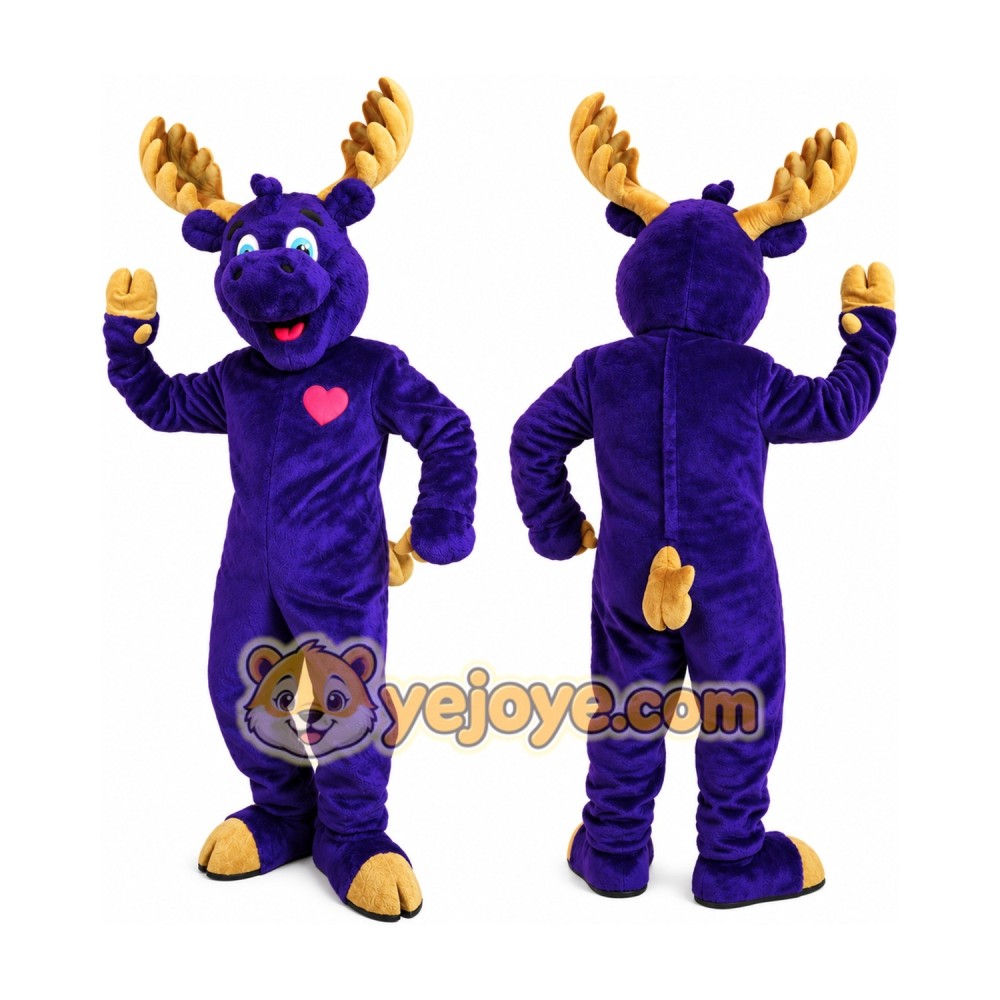 Purple Moose Mascot Costume