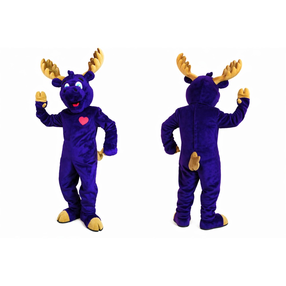 Purple Moose Mascot Costume
