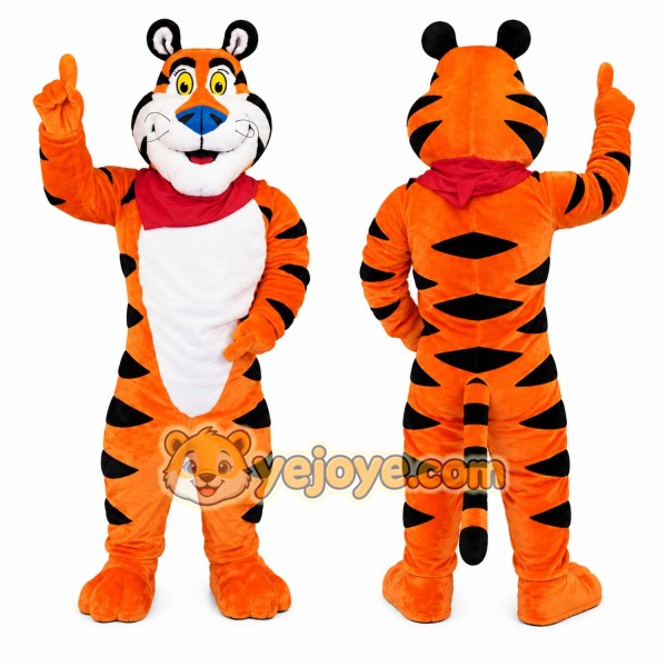 Orange Tiger Mascot Costume with Red Scarf