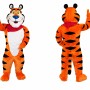 Orange Tiger Mascot Costume with Red Scarf