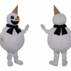 White Snowman Mascot Costume with Black Scarf