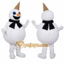 White Snowman Mascot Costume with Black Scarf