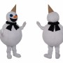 White Snowman Mascot Costume with Black Scarf