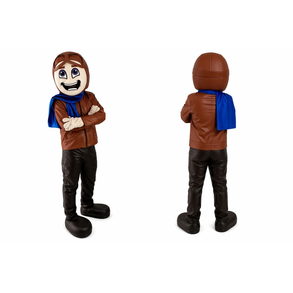 Blue Aviator Mascot Costume