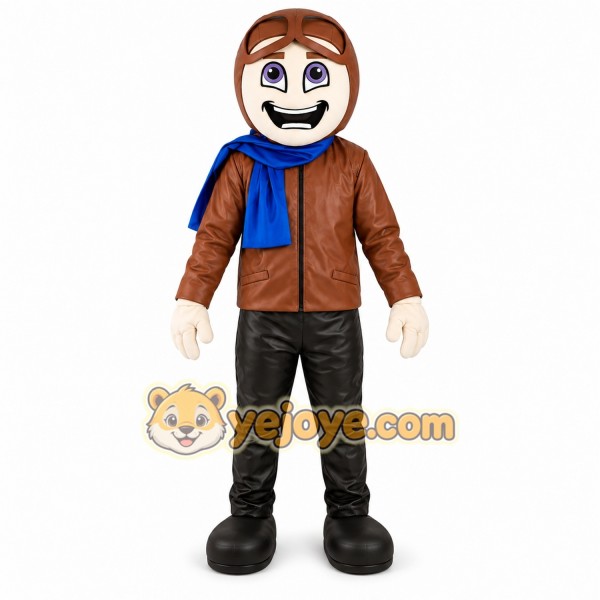 Blue Aviator Mascot Costume