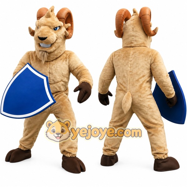 Ram Mascot Costume with Blue Shield