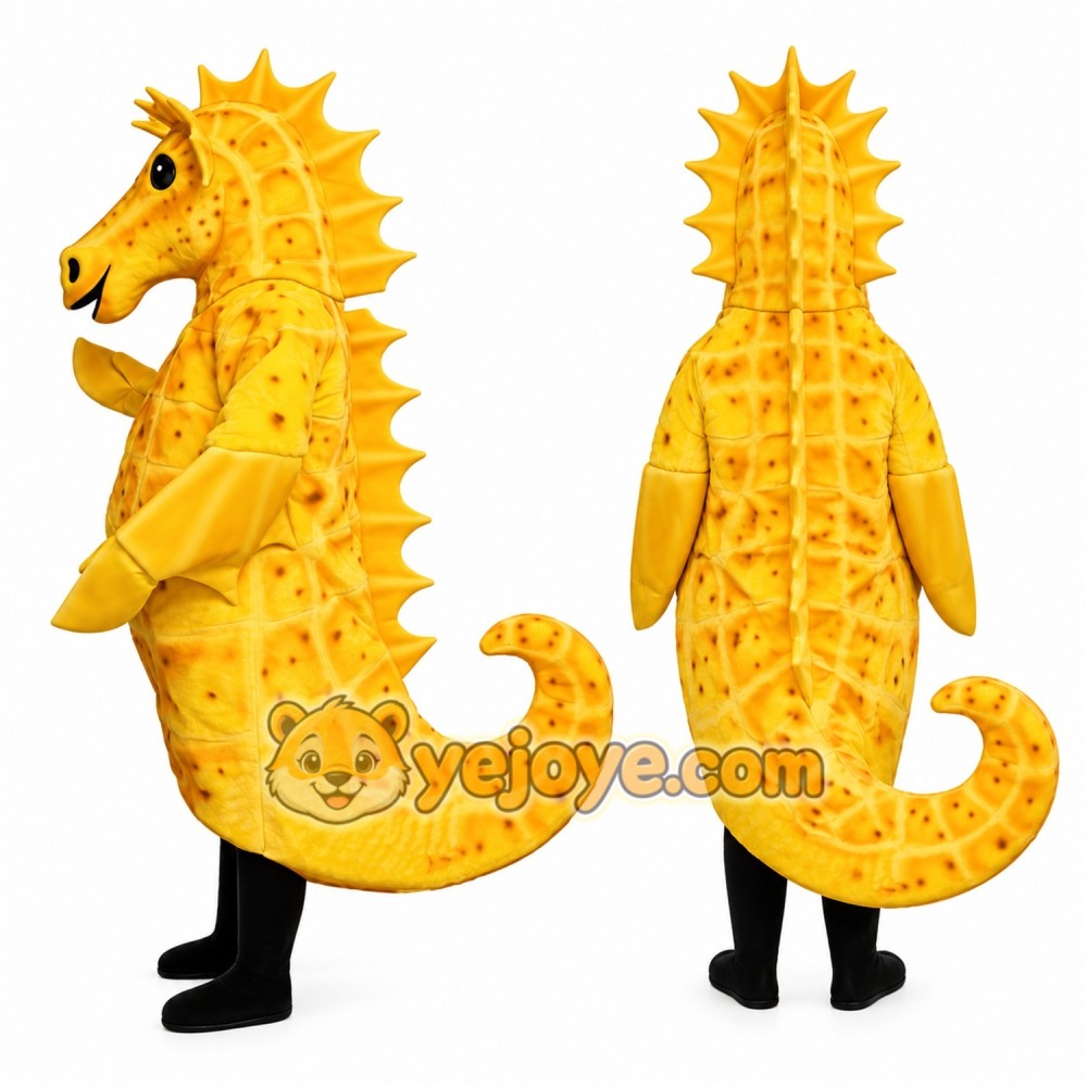 Yellow Seahorse Mascot Costume Suit Yellow Seahorse Mascot Costume Suit