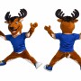 Brown Deer Mascot Costume with Blue Shirt