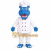 Blue Chef Hippo Mascot Costume Blue Chef Hippo Mascot Costume