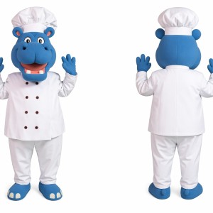 Blue Chef Hippo Mascot Costume