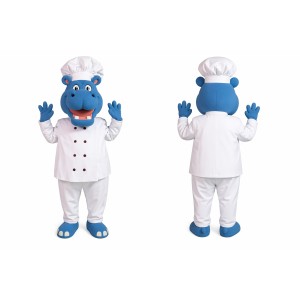 Blue Chef Hippo Mascot Costume