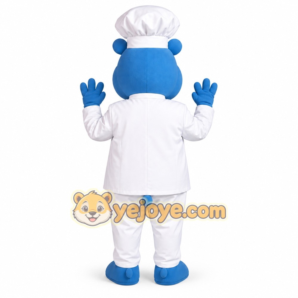 Blue Chef Hippo Mascot Costume Blue Chef Hippo Mascot Costume