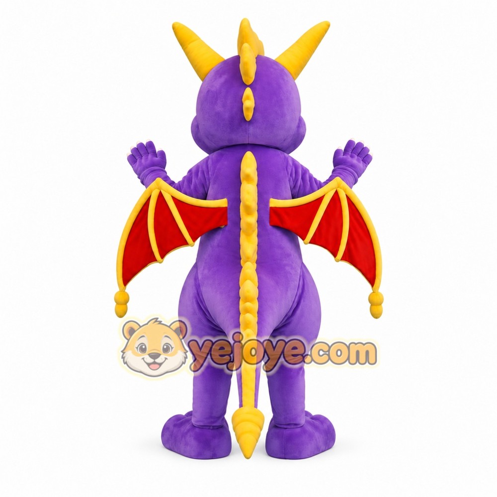 Purple Dragon Mascot Costume with Red Wings