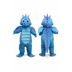 Blue Dragon Mascot Costume for Kids and Adults