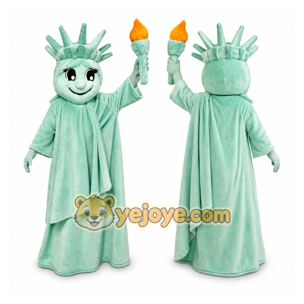 Mint Green Mascot Costume with Torch