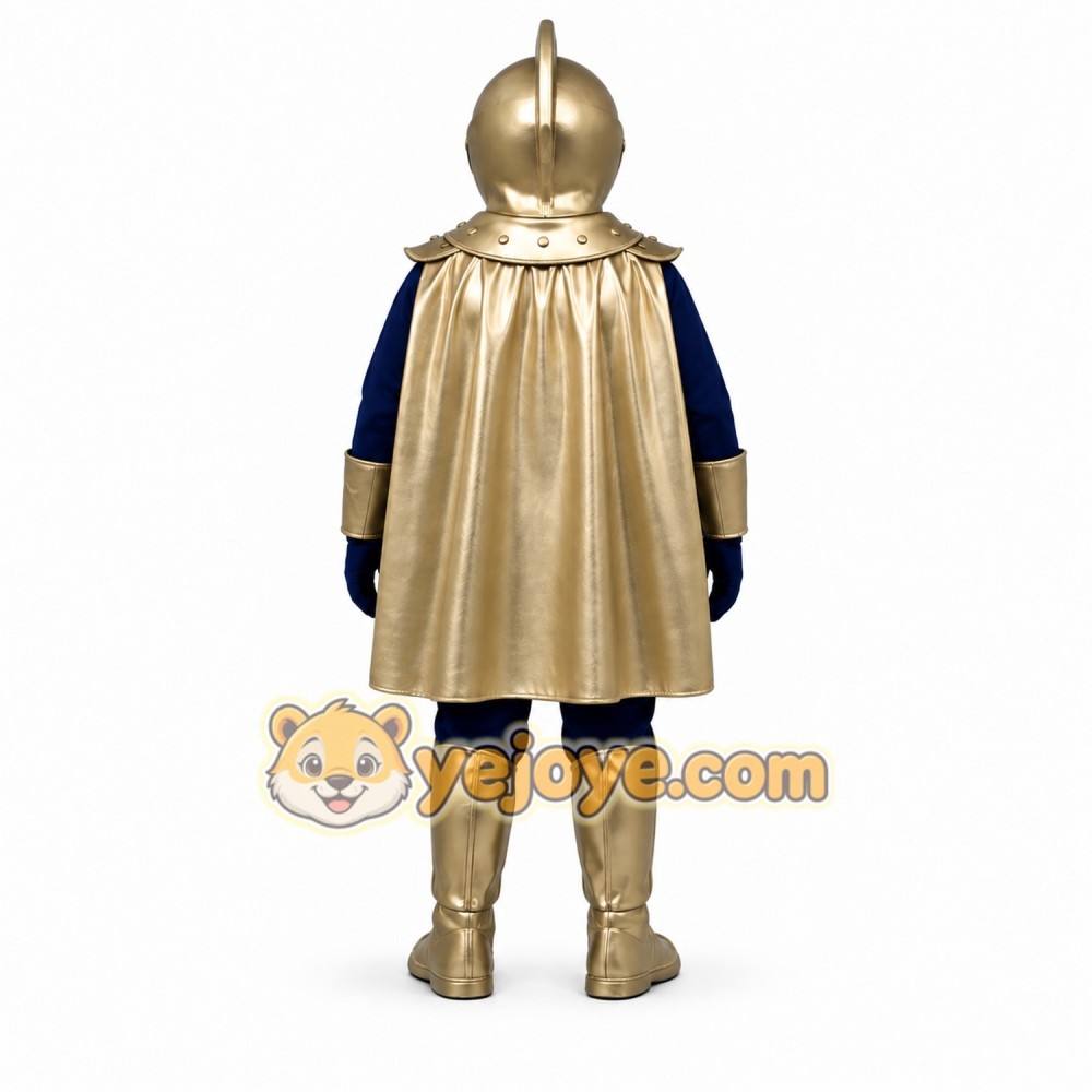 Blue Knight Mascot Costume with Gold Accents Blue Knight Mascot Costume with Gold Accents