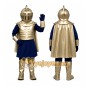 Blue Knight Mascot Costume with Gold Accents