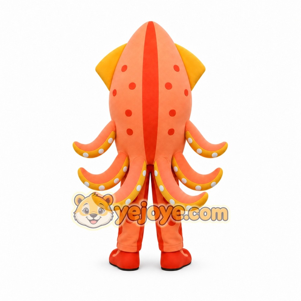 Orange Squid Mascot Costume for Parties and Events Orange Squid Mascot Costume for Parties and Events