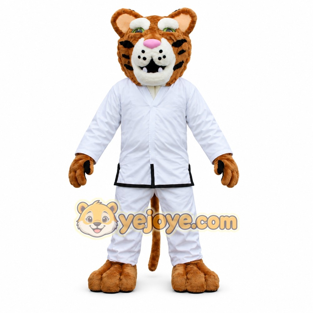 Tiger Mascot Costume in White and Brown Color