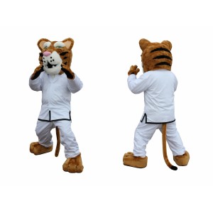 Tiger Mascot Costume in White and Brown Color