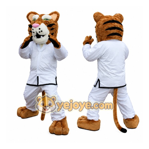 Tiger Mascot Costume in White and Brown Color