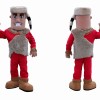 Red Mascot Costume with Fur Trim