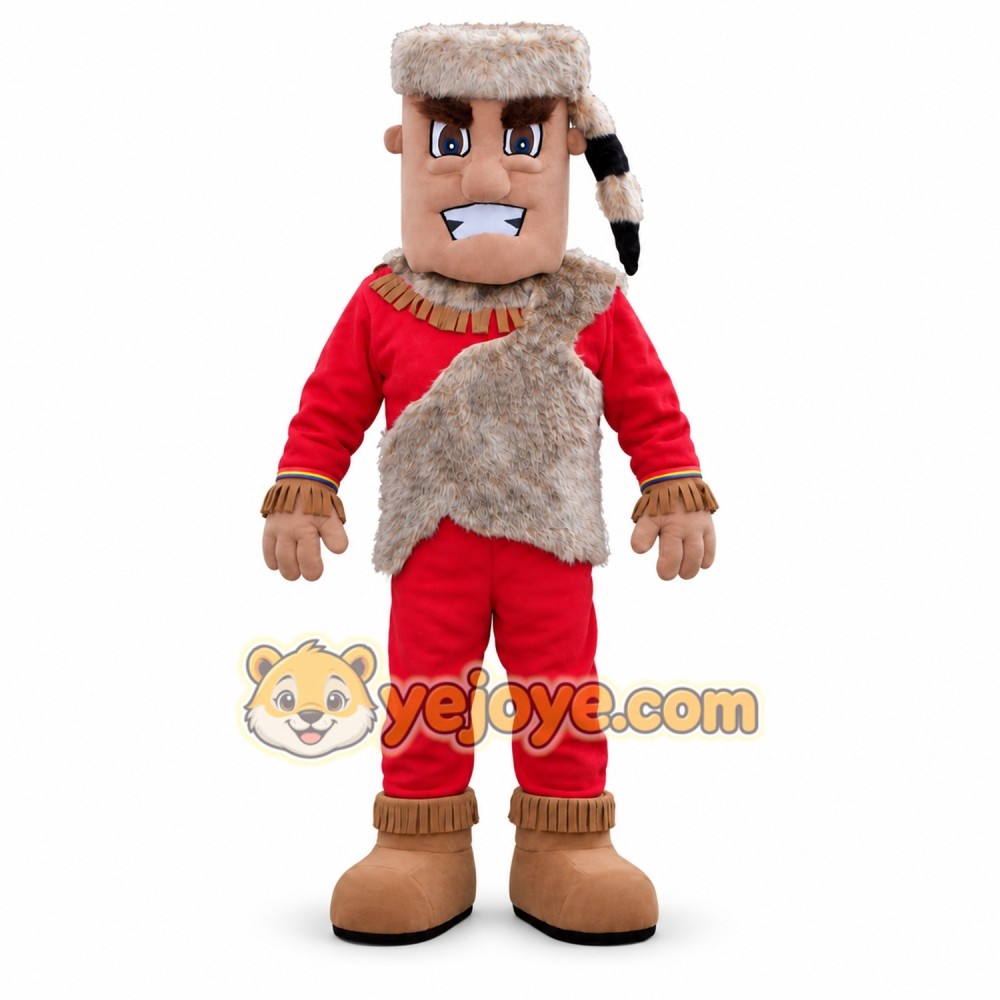 Red Mascot Costume with Fur Trim