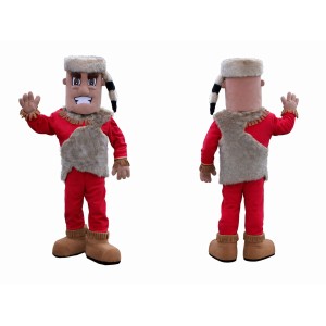Red Mascot Costume with Fur Trim