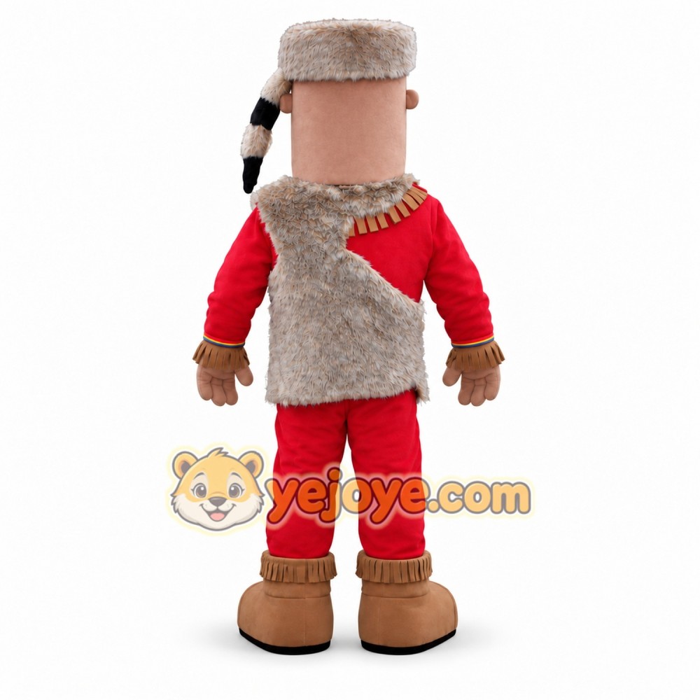 Red Mascot Costume with Fur Trim