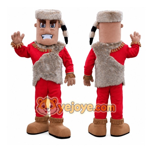 Red Mascot Costume with Fur Trim