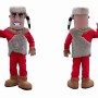 Red Mascot Costume with Fur Trim