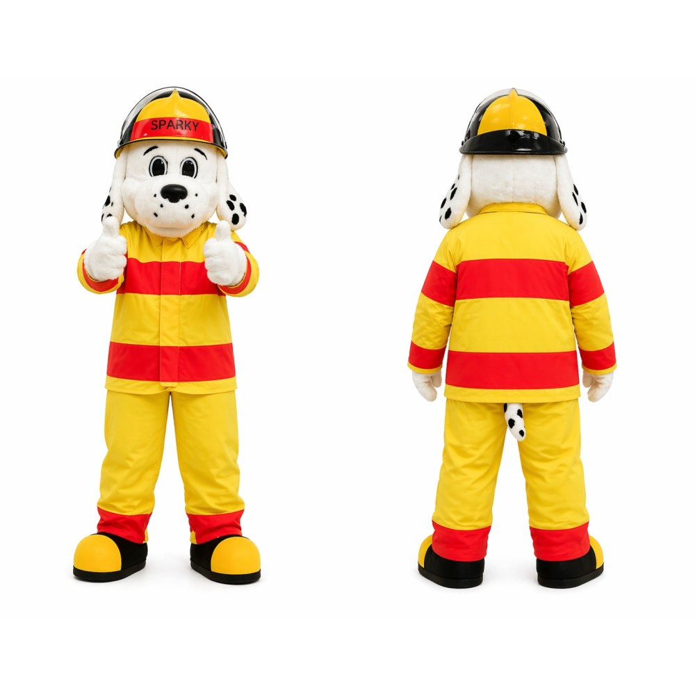 Firefighter Dog Mascot Costume Yellow and Red