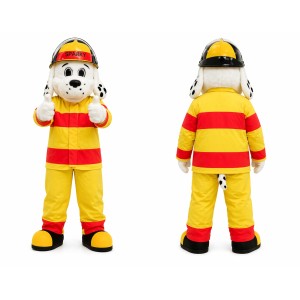 Firefighter Dog Mascot Costume Yellow and Red