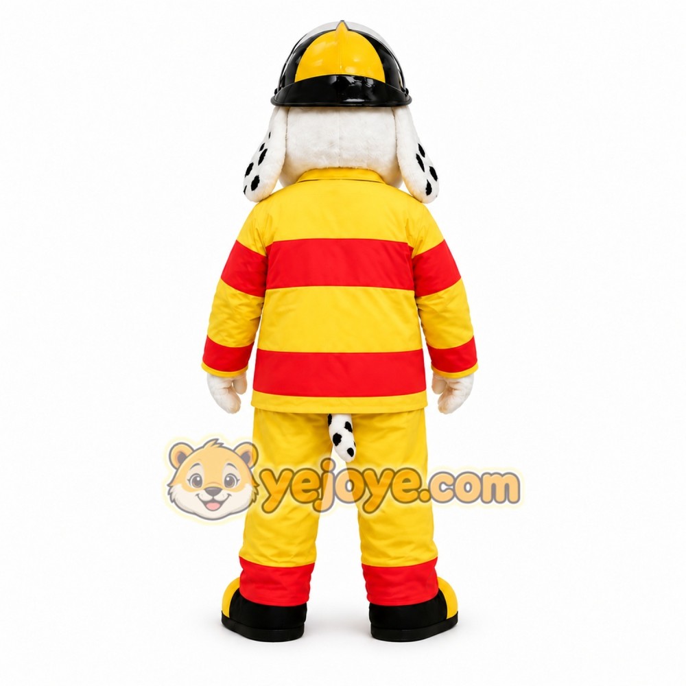 Firefighter Dog Mascot Costume Yellow and Red Firefighter Dog Mascot Costume Yellow and Red