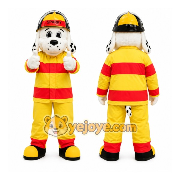 Firefighter Dog Mascot Costume Yellow and Red