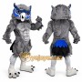 Gray Owl Mascot Costume with Blue Accents