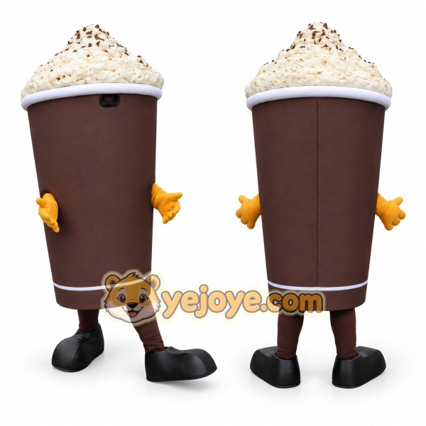 Brown Coffee Cup Mascot Costume