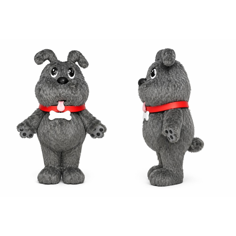 Gray Dog Mascot Costume with Red Collar