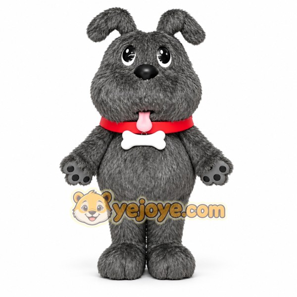 Gray Dog Mascot Costume with Red Collar Gray Dog Mascot Costume with Red Collar