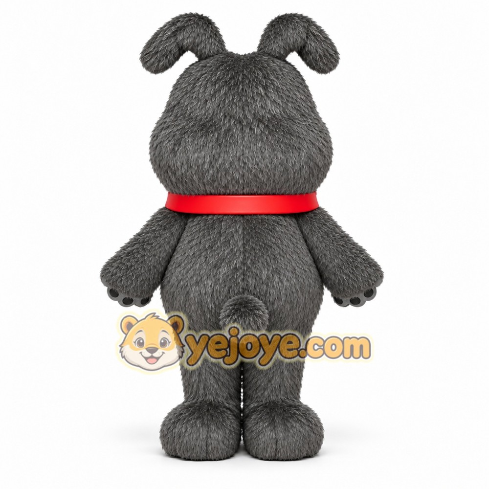 Gray Dog Mascot Costume with Red Collar