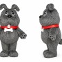 Gray Dog Mascot Costume with Red Collar