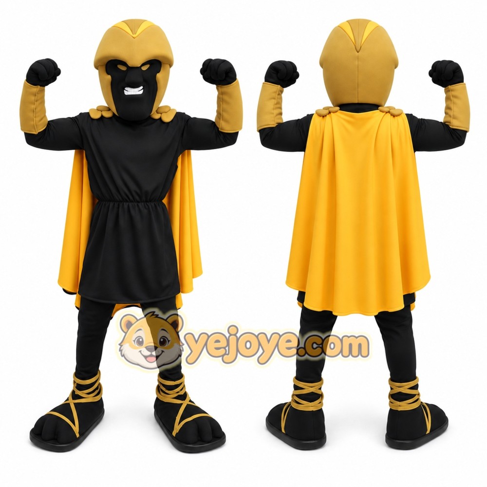 Black and Yellow Knight Mascot Costume Superhero Outfit Black and Yellow Knight Mascot Costume Superhero Outfit