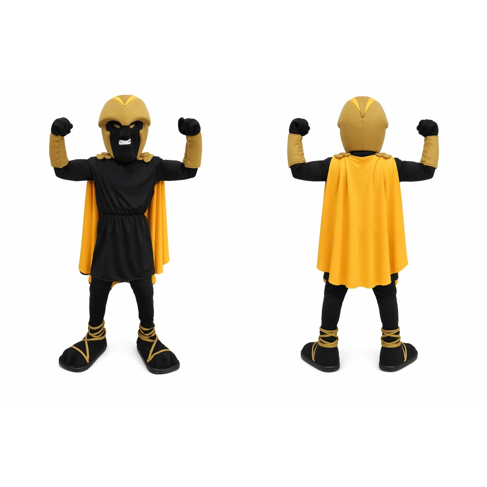 Black and Yellow Knight Mascot Costume Superhero Outfit