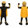 Black and Yellow Knight Mascot Costume Superhero Outfit