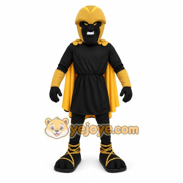 Black and Yellow Knight Mascot Costume Superhero Outfit